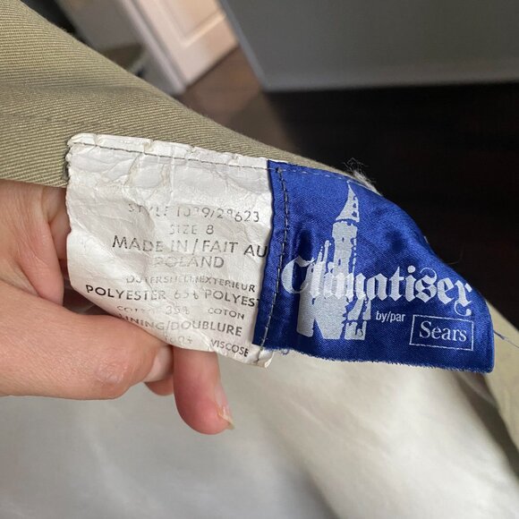 SEARS Vintage 80's Tan Longline Trench Coat Size 8 - Picture 9 of 12